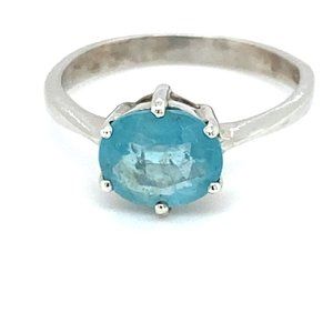 Blue Apatite 2.30ct Platinum Solid Silver Ring
